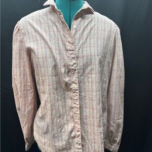 Sears women’s Pink Plaid Button-Down Shirt